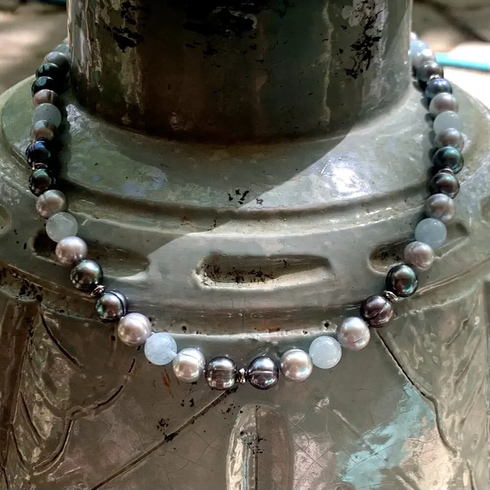 Honora Necklace 18 Inches Sterling Silver, Freshwater Pearls and Quartz - Picture 3 of 8